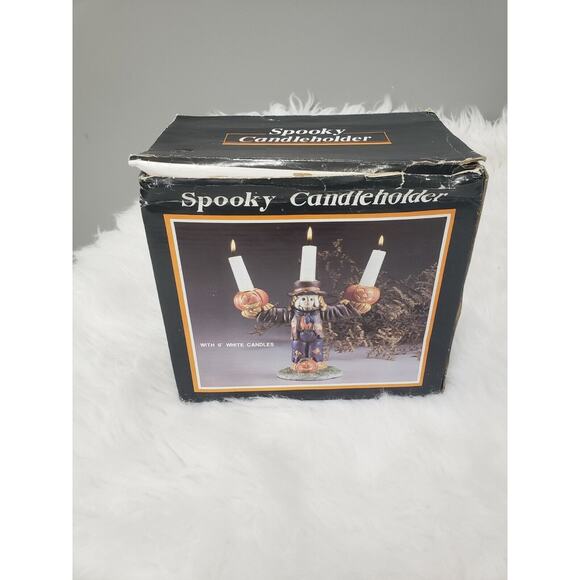 Vintage Scarecrow Halloween Spooky Candolier‎ Candle Holder Decor Retro Pumpkin - Picture 2 of 9